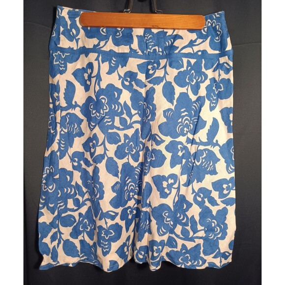 Boden Dresses & Skirts - Boden Blue Floral Skirt 8R Side Zip Knee Length Cotton Print Preppy Womens
